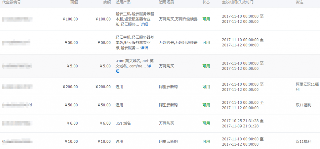 阿里云aliyun.com双十一红包优惠券代金券免费领